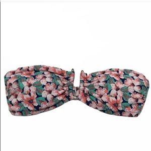 Black Poppy Strapless Floral Bikini Top Size S